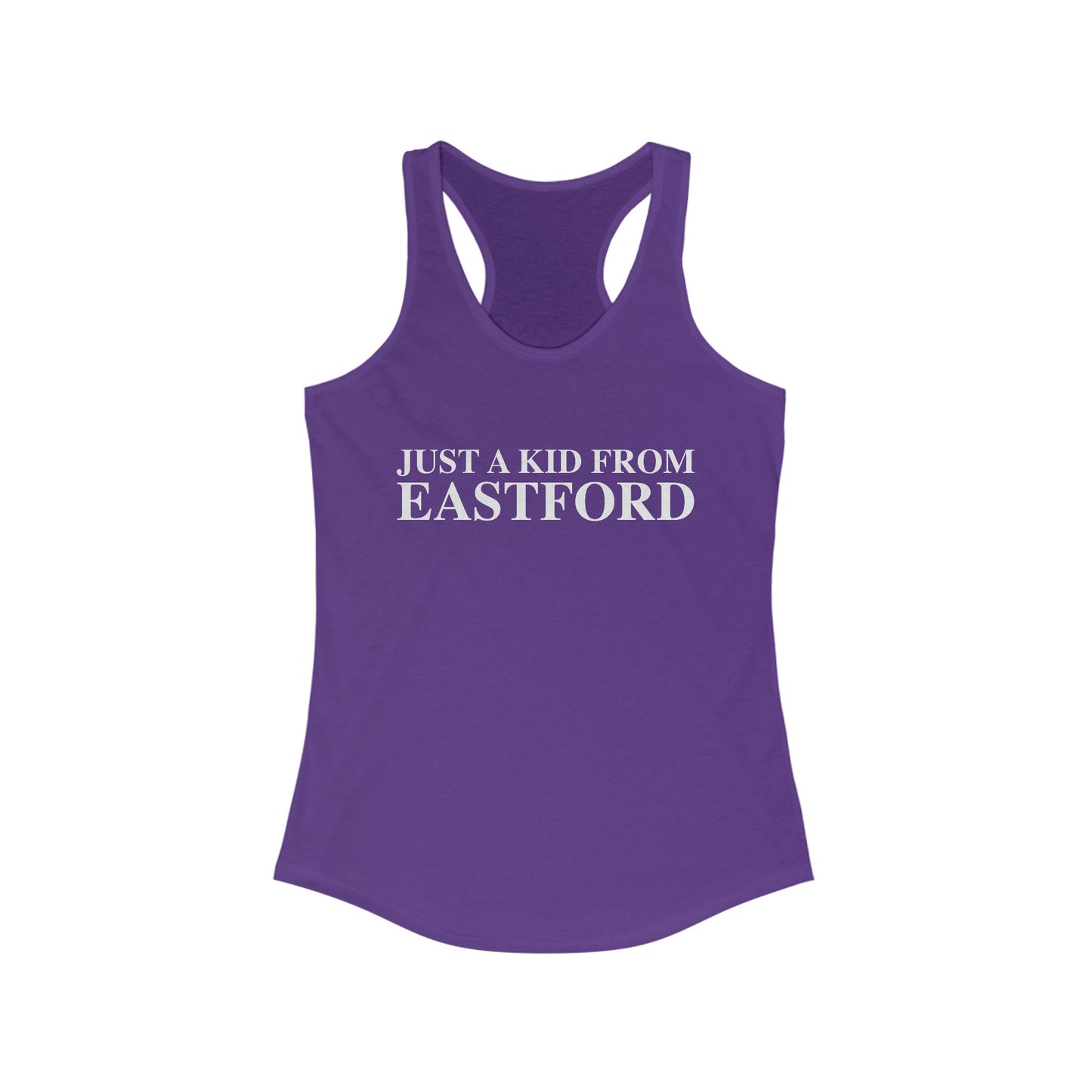 Just a kid from Eastford Women's Ideal Racerback Tank Top