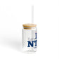 I Heart NTWN Glass Can with Straw and Lid, 16oz