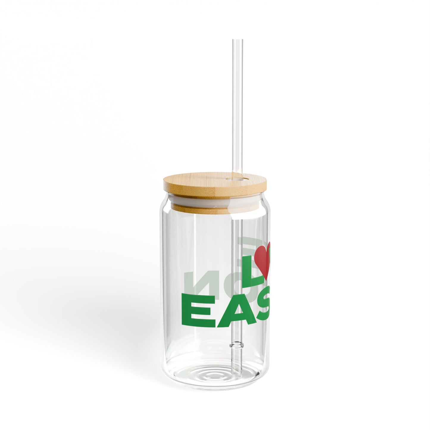 Love Easton Glass Can with Straw and Lid, 16oz