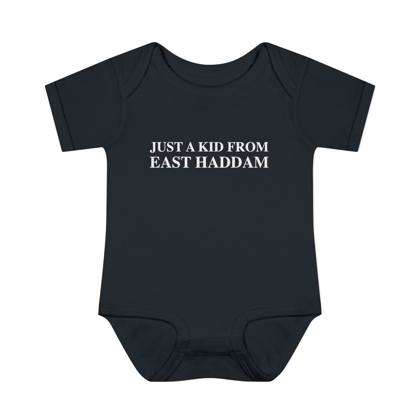 Just a kid from East Haddam Infant Baby Rib Bodysuit