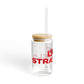 Love Stratfield Glass Can with Straw and Lid, 16oz