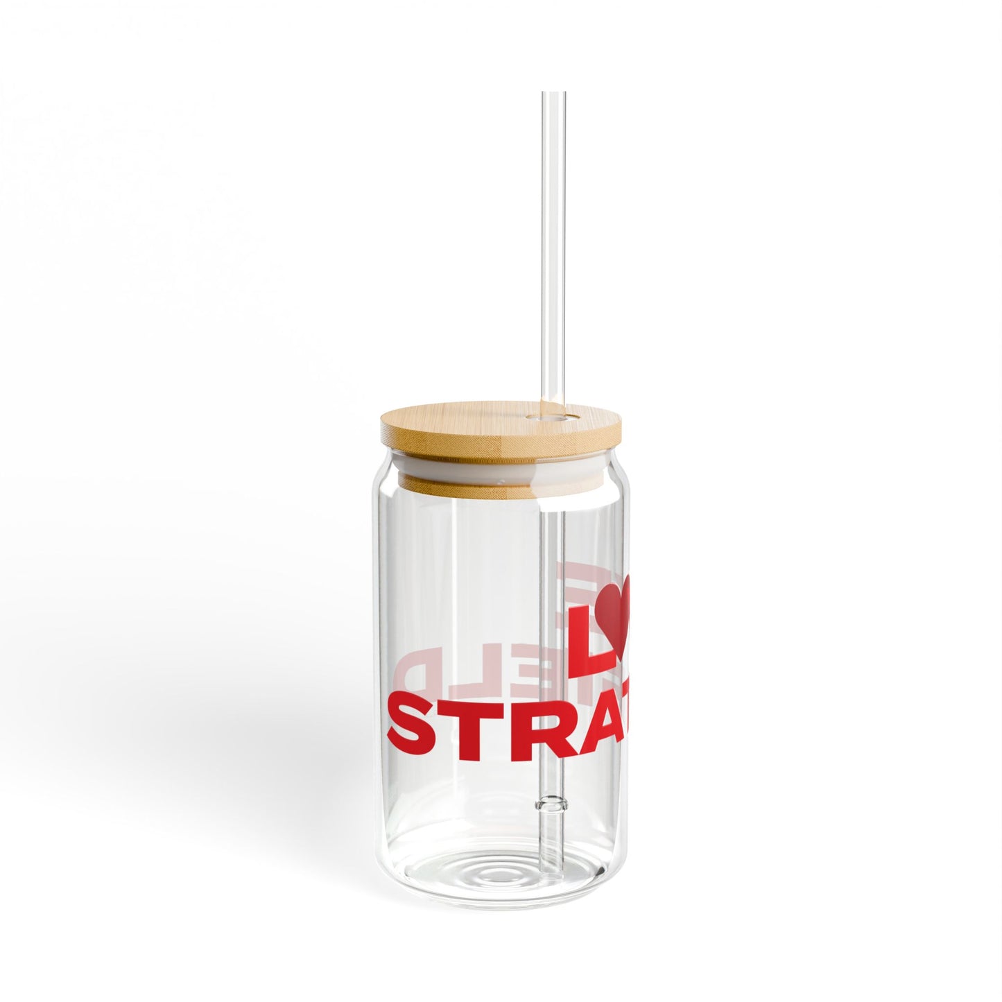 Love Stratfield Glass Can with Straw and Lid, 16oz