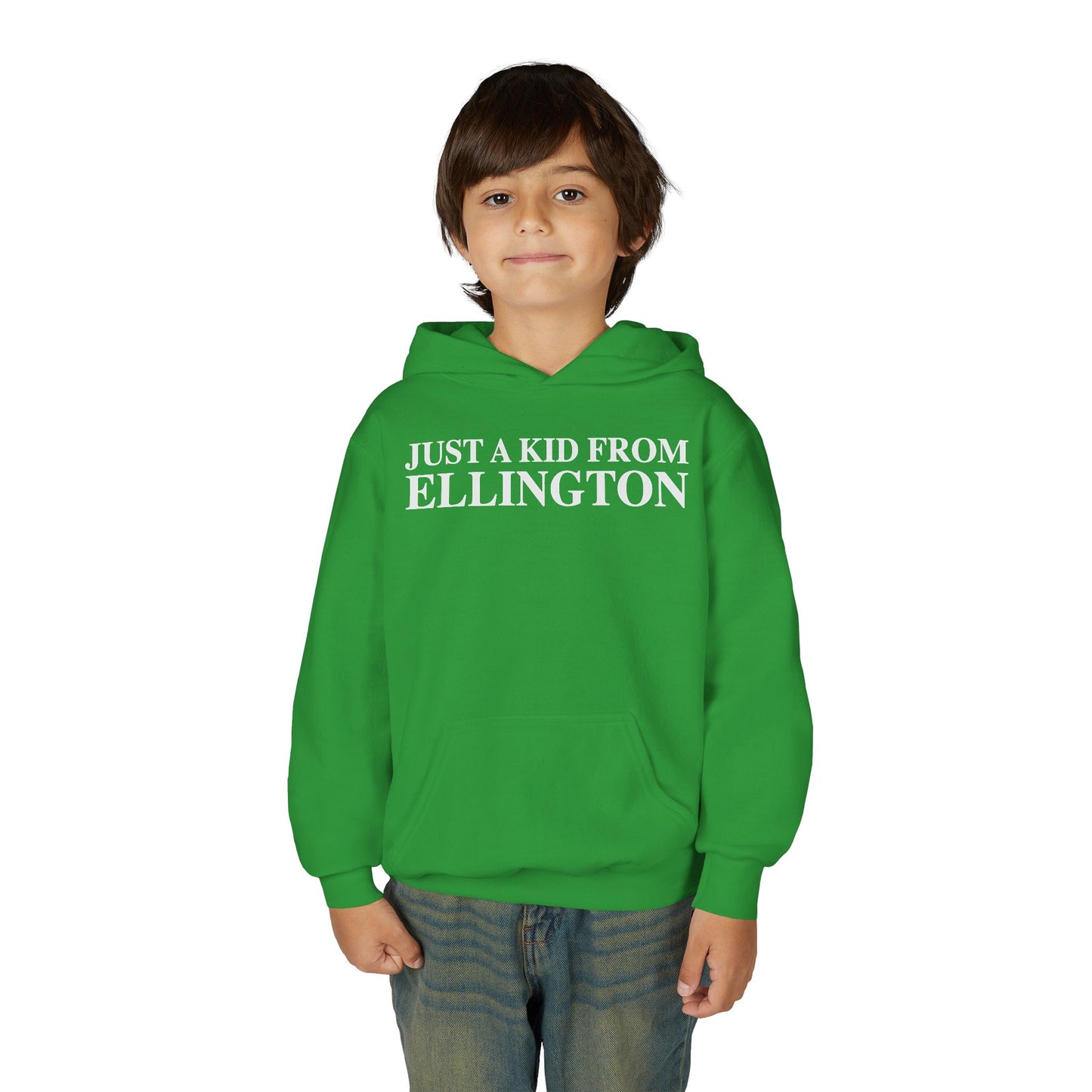 Just a kid from Ellington Youth Heavy Blend Hooded Sweatshirt