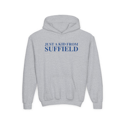 Just a kid from Suffield Youth Heavy Blend Hooded Sweatshirt