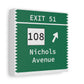 Vintage Merritt Parkway Exit 51 Sign Matte Canvas, Stretched, 1.25"