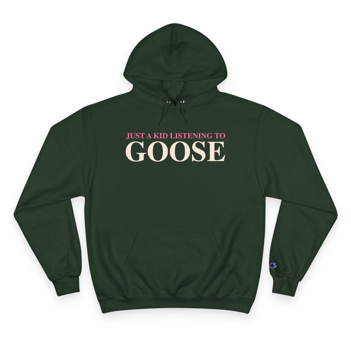 Just a kid listening to Goose - Peach & Pink Champion Hoodie