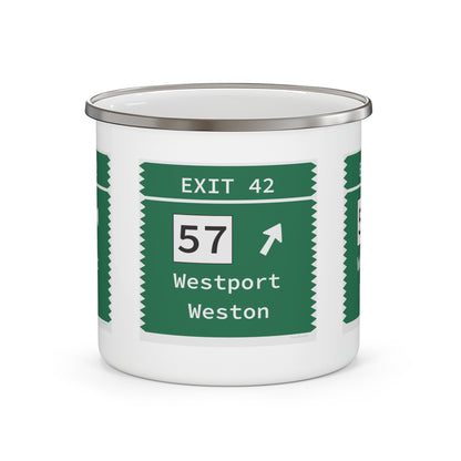 Vintage Merritt Parkway Exit 42 Sign Enamel Camping Mug