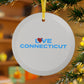 Love Connecticut Glass Ornaments