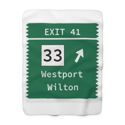Vintage Merritt Parkway Exit 41 Sign Sherpa Fleece Blanket