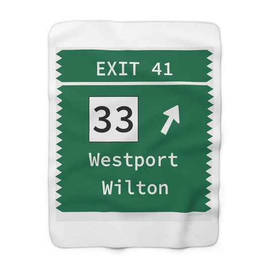 Vintage Merritt Parkway Exit 41 Sign Sherpa Fleece Blanket
