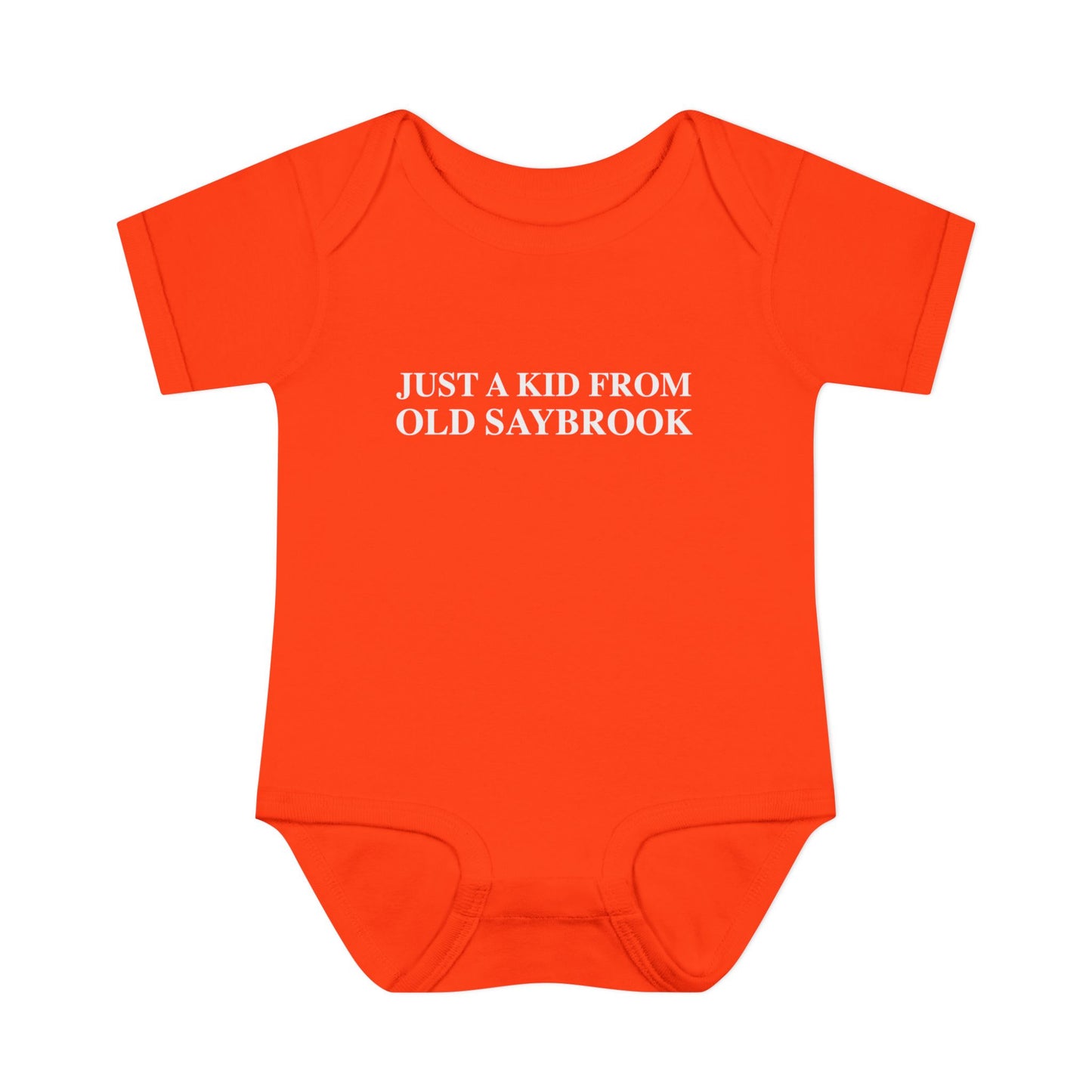 Just a kid from Old Saybrook Infant Baby Rib Bodysuit