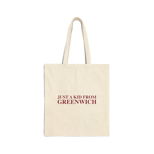Just a kid from Greenwich Cotton Canvas Tote Bag
