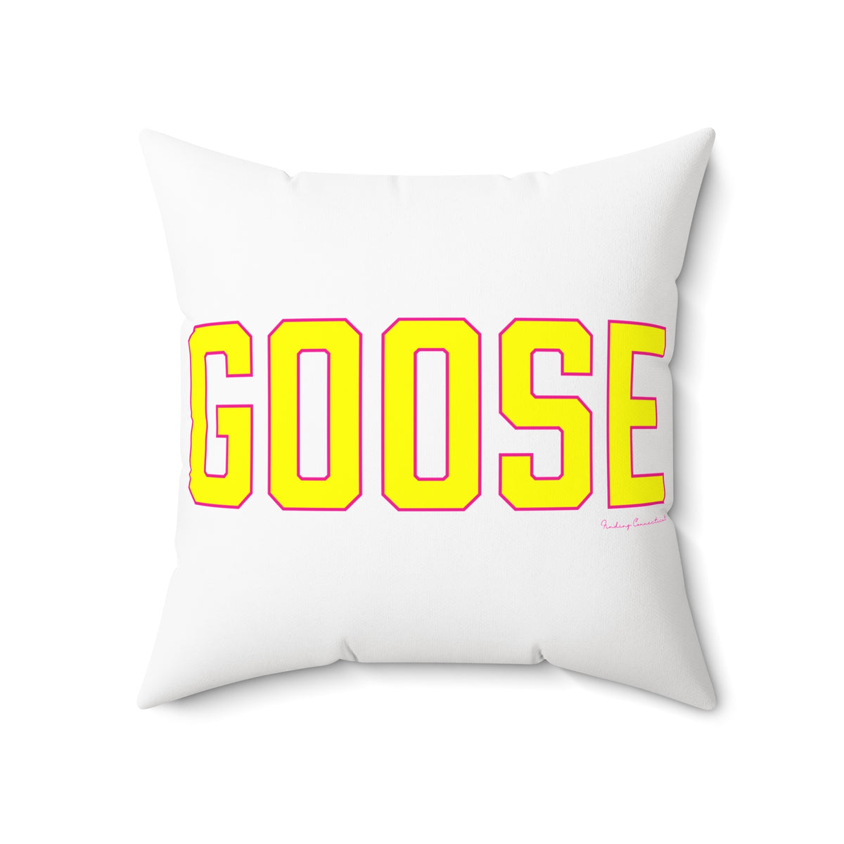 Goose Zip Code Yellow & Pink Spun Polyester Square Pillow