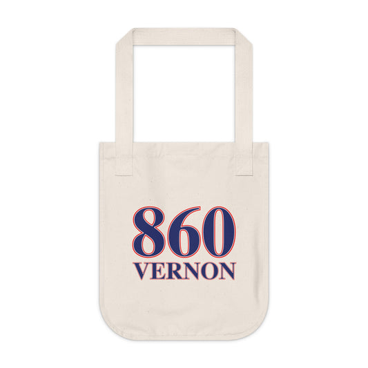 860 Vernon Red, White & Blue  Organic Canvas Tote Bag