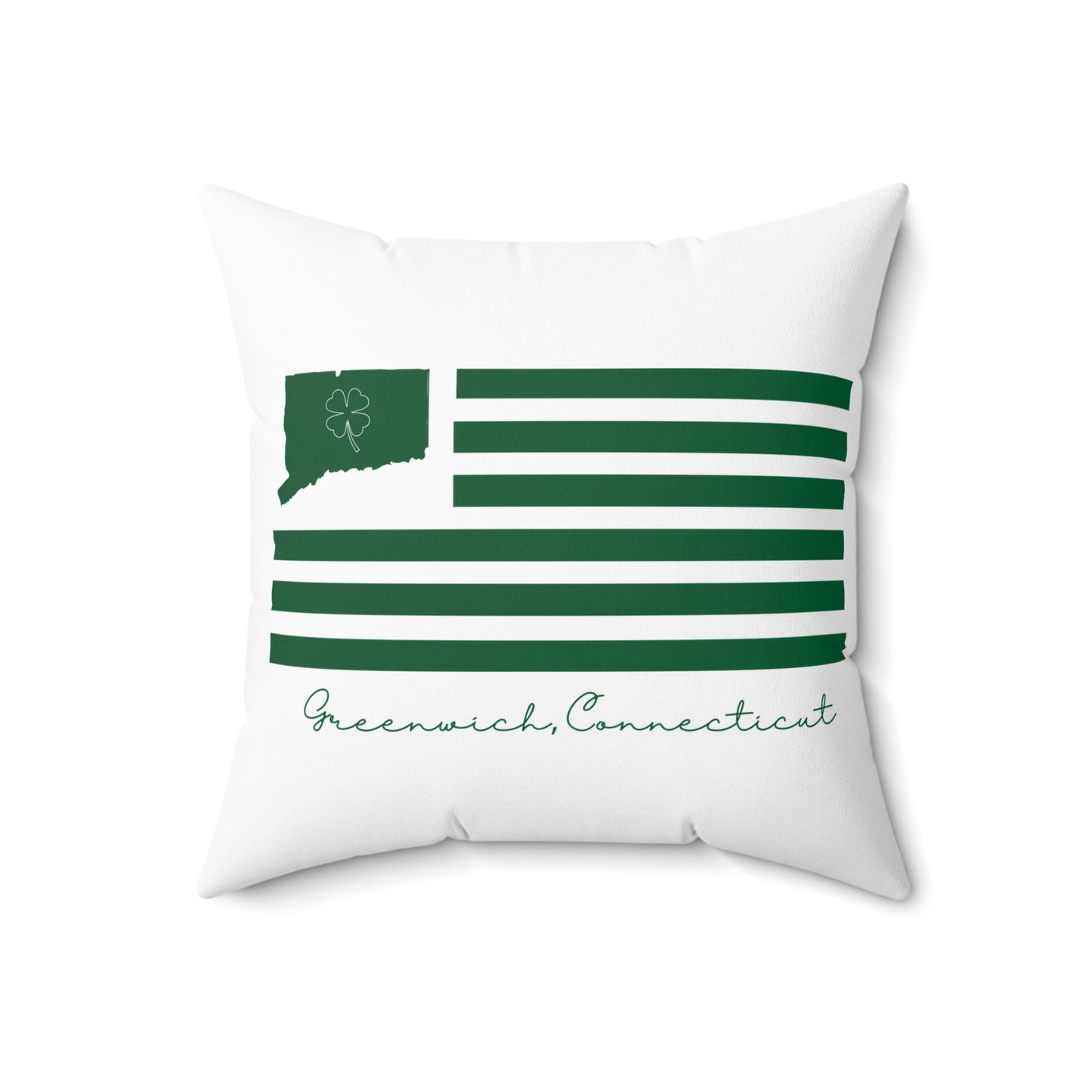 Greenwich Connecticut St Patrick’s Day Flag Spun Polyester Square Pillow