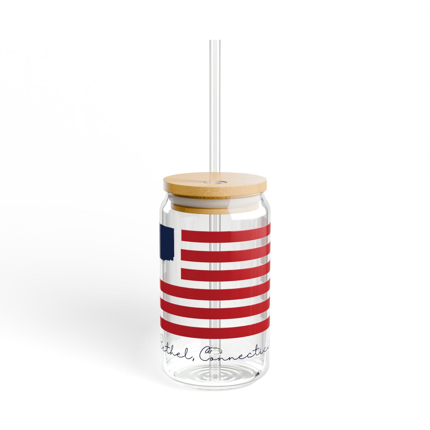 Bethel Connecticut Flag Sipper Glass, 16oz