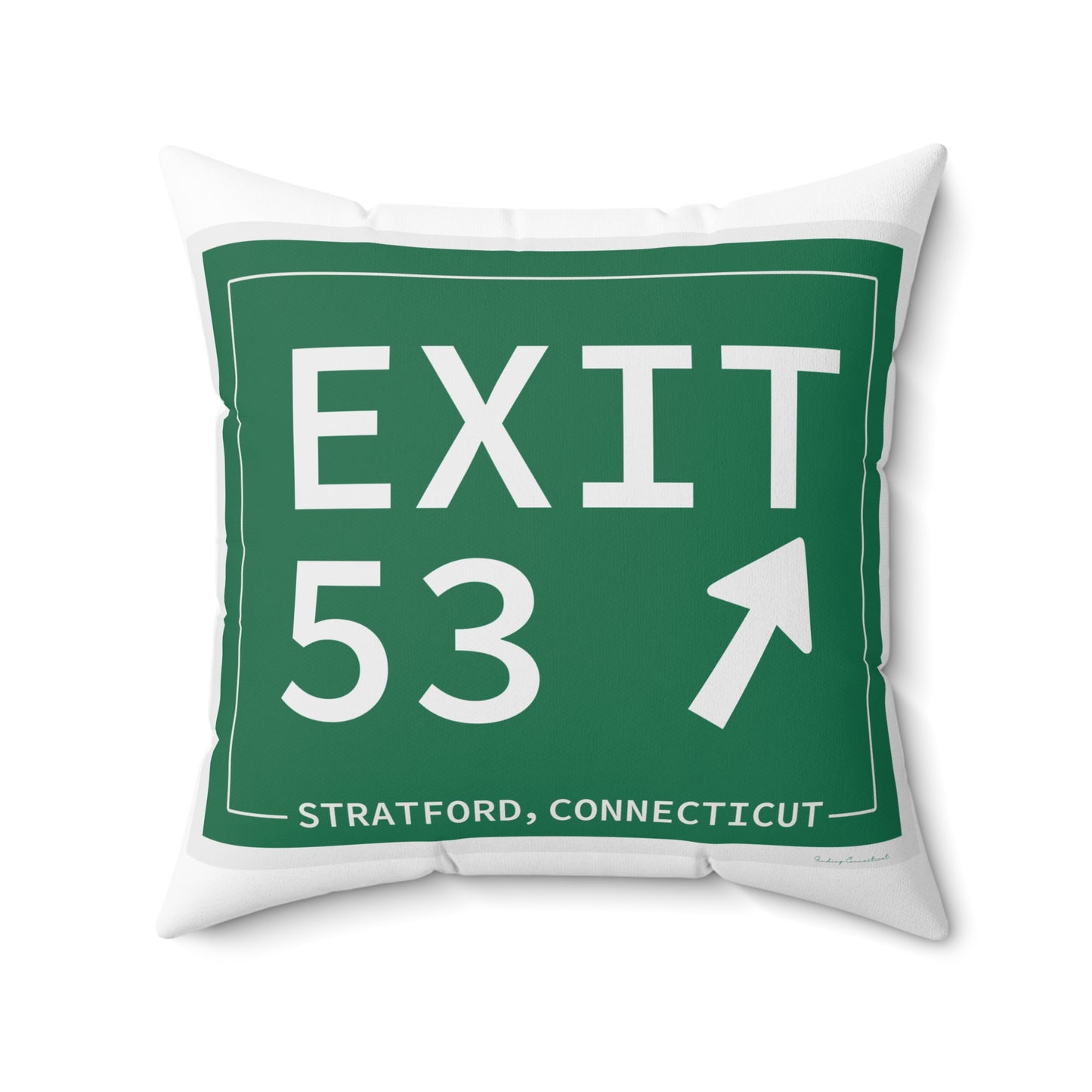 Vintage Exit 53  Merritt Parkway Sign Spun Polyester Square Pillow