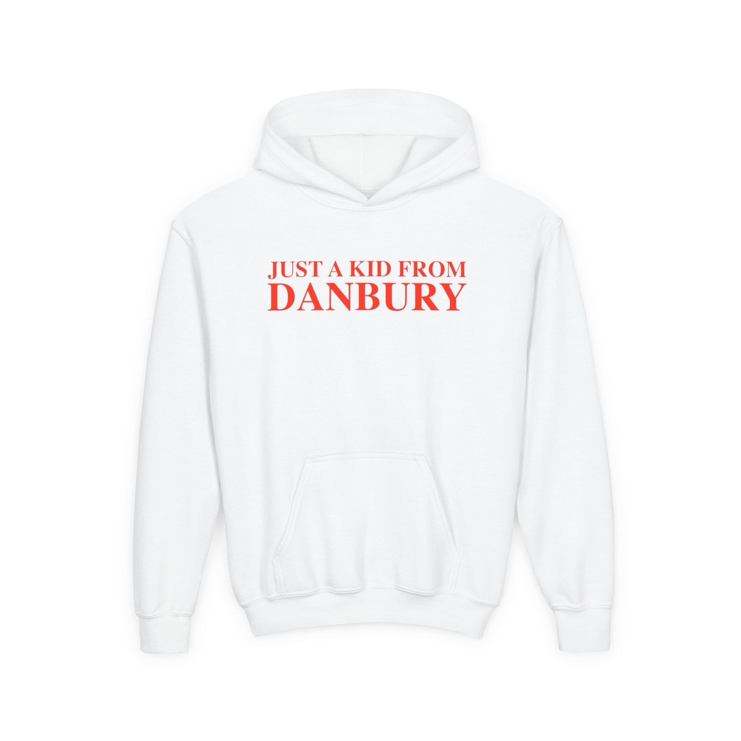 Just a kid from Danbury Youth Heavy Blend Hooded Sweatshirt