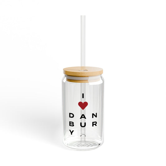 Danbury Vision Glass Can with Straw and Lid, 16oz