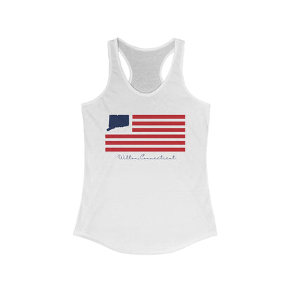 Wilton Connecticut Flag Women's Ideal Racerback Tank Top