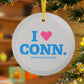 I Heart CONN. Glass Ornaments
