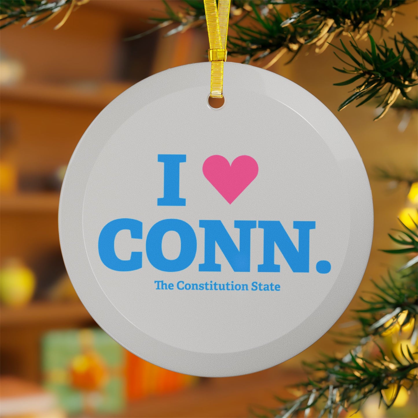 I Heart CONN. Glass Ornaments