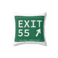Vintage Exit 55 WCP Sign Spun Polyester Square Pillow