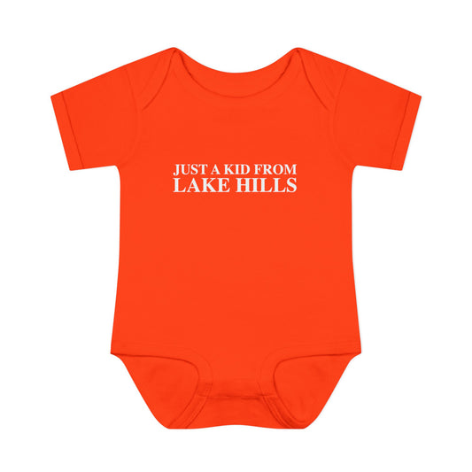 Just a kid from Lake Hills Infant Baby Rib Bodysuit