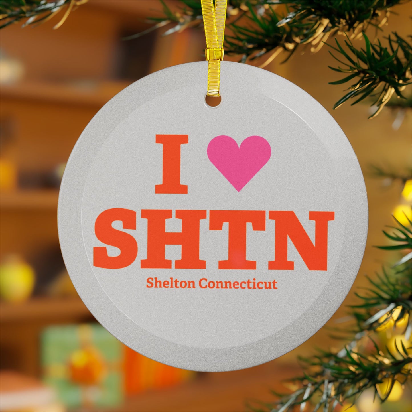 I Heart SHTN Glass Ornaments