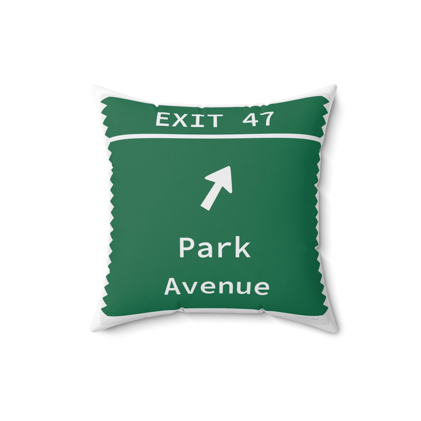 Vintage Merritt Parkway Exit 47 Sign Spun Polyester Square Pillow