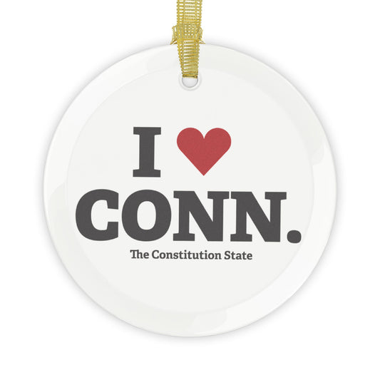 I Heart CONN. Glass Ornaments