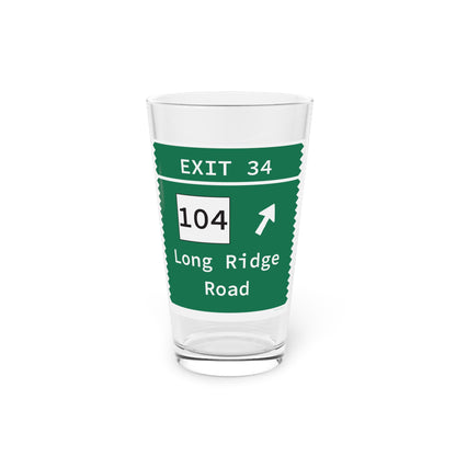 Vintage Merritt Parkway Exit 34 Sign Pint Glass, 16oz