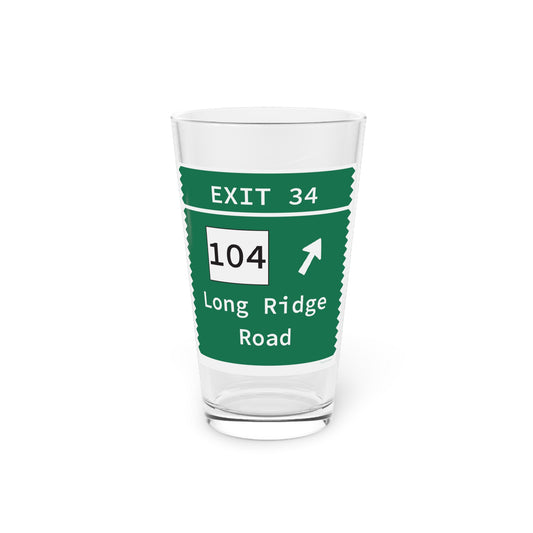 Vintage Merritt Parkway Exit 34 Sign Pint Glass, 16oz