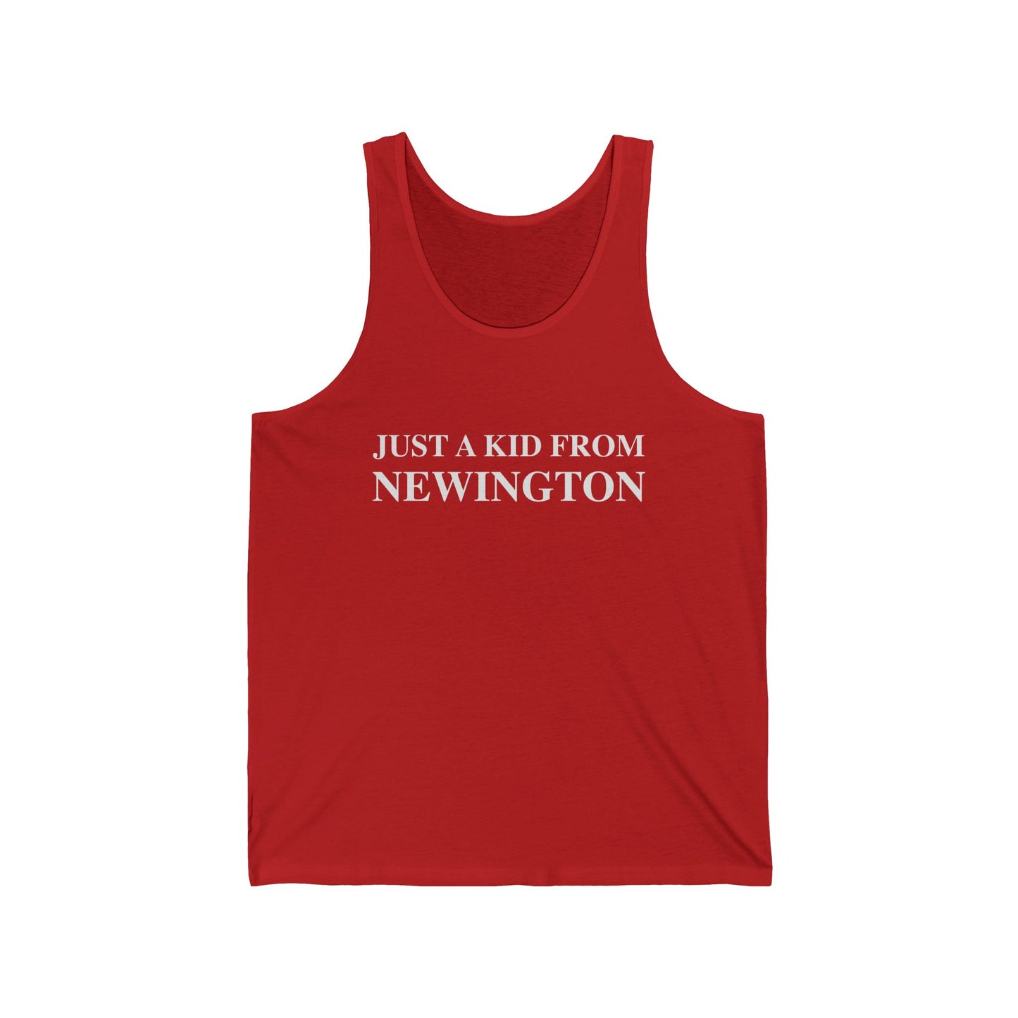 Just a kid from Newington Unisex Jersey Tank