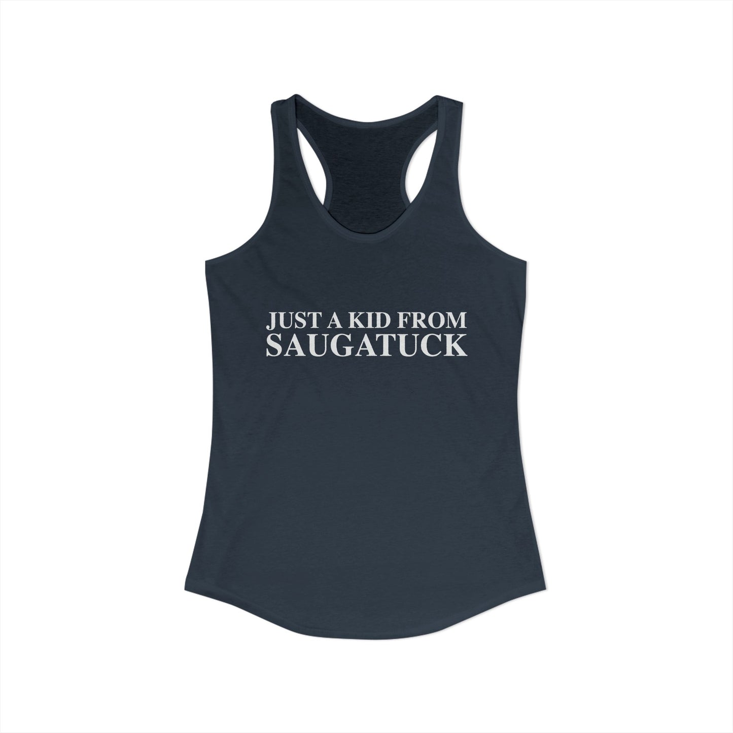 Just a kid from Saugatuck Women's Ideal Racerback Tank Top