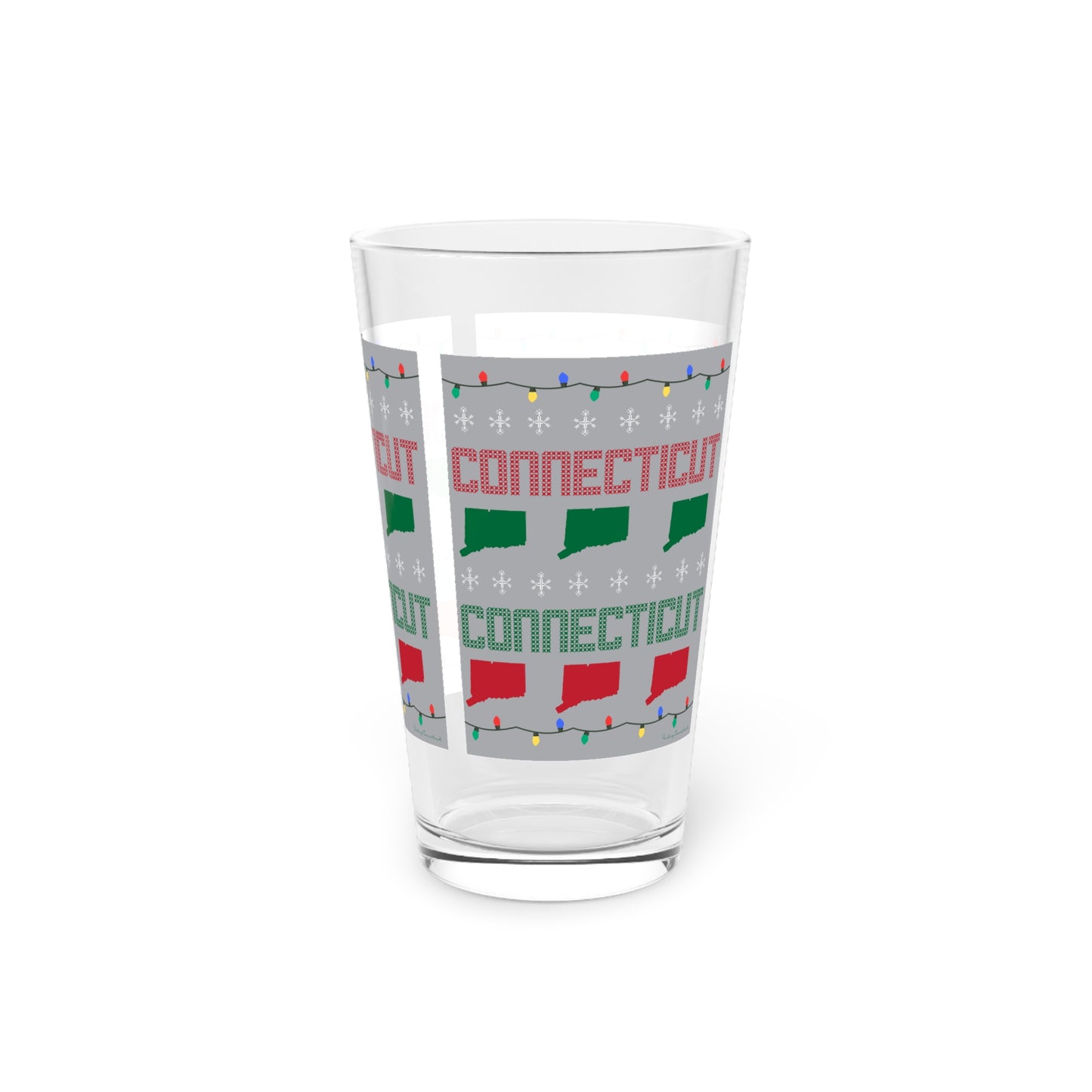 Connecticut Ugly Holiday Pint Glass, 16oz