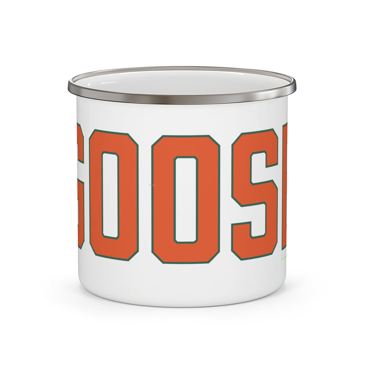 Goose Zip Code Orange & Green Enamel Camping Mug