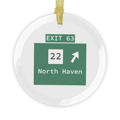 Vintage WCP Exit 63 Sign Glass Ornaments