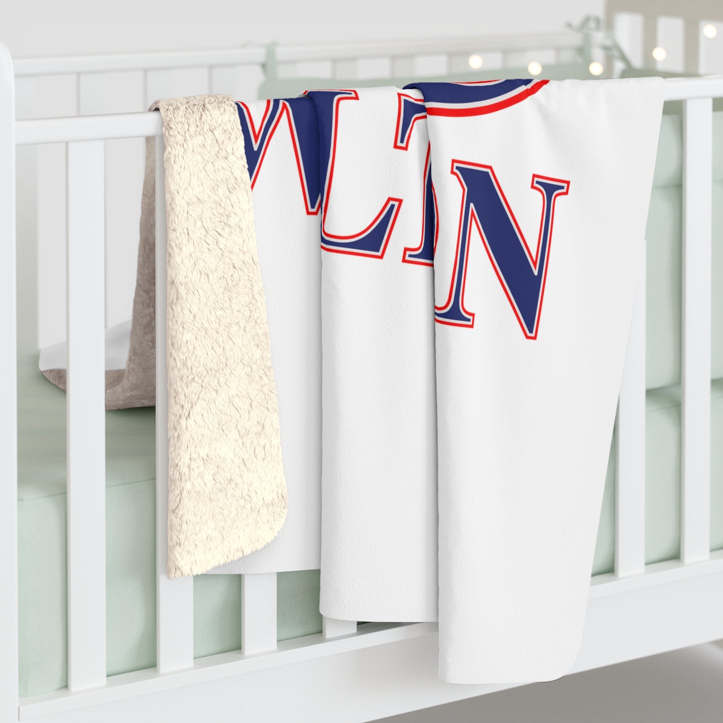 203 Wilton Red White & Blue Sherpa Fleece Blanket