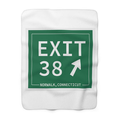 Vintage Exit 38 Merritt Parkway Sign Sherpa Fleece Blanket