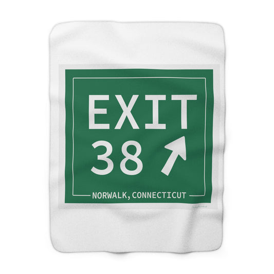 Vintage Exit 38 Merritt Parkway Sign Sherpa Fleece Blanket
