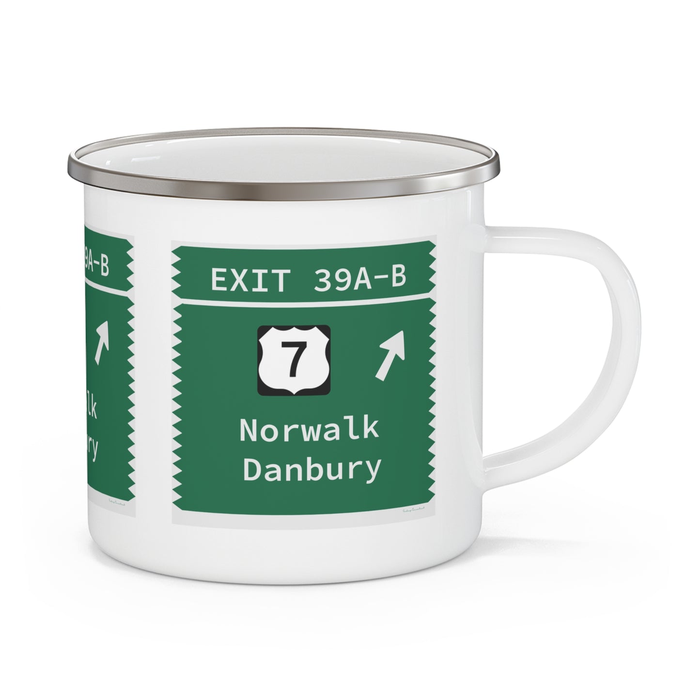 Vintage Merritt Parkway Exit 39 A-B Sign Enamel Camping Mug