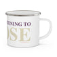 Just a kid listening to Goose - Cream & Purple Enamel Camping Mug
