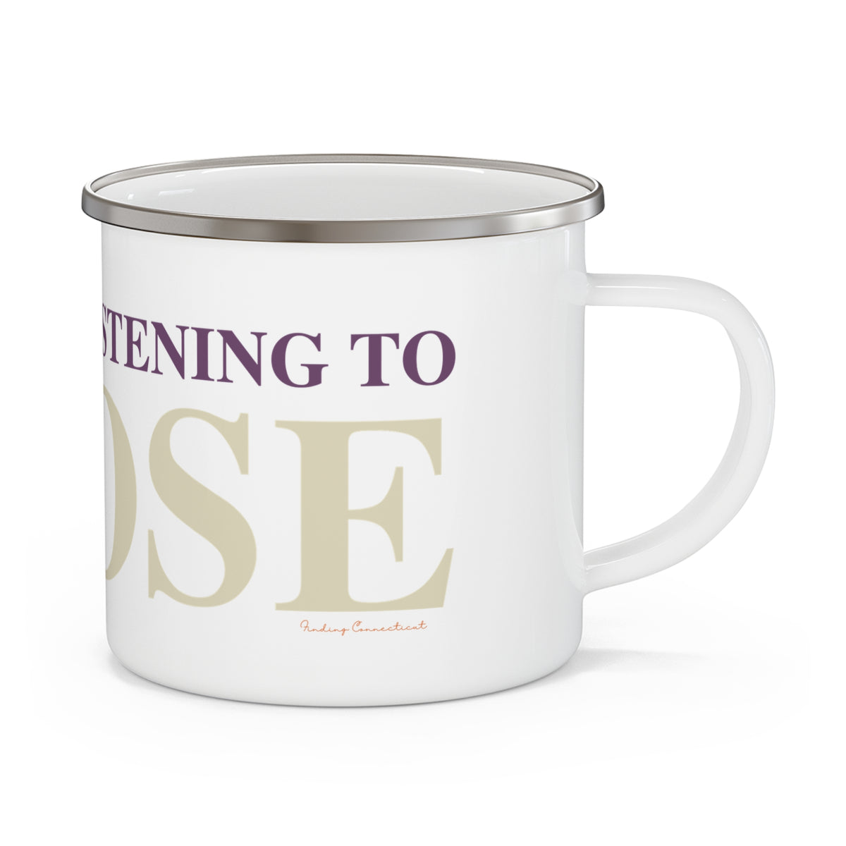 Just a kid listening to Goose - Cream & Purple Enamel Camping Mug