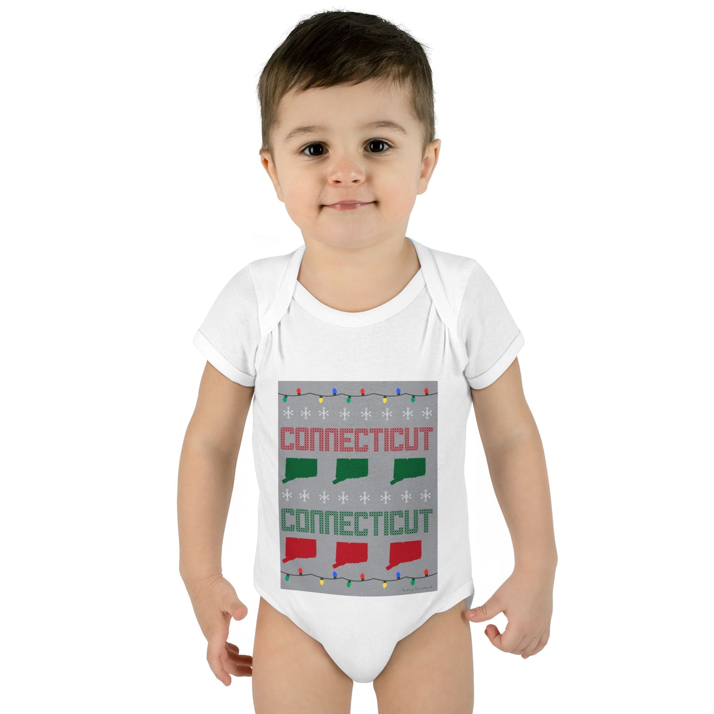 Connecticut Ugly Holiday Infant Baby Rib Bodysuit