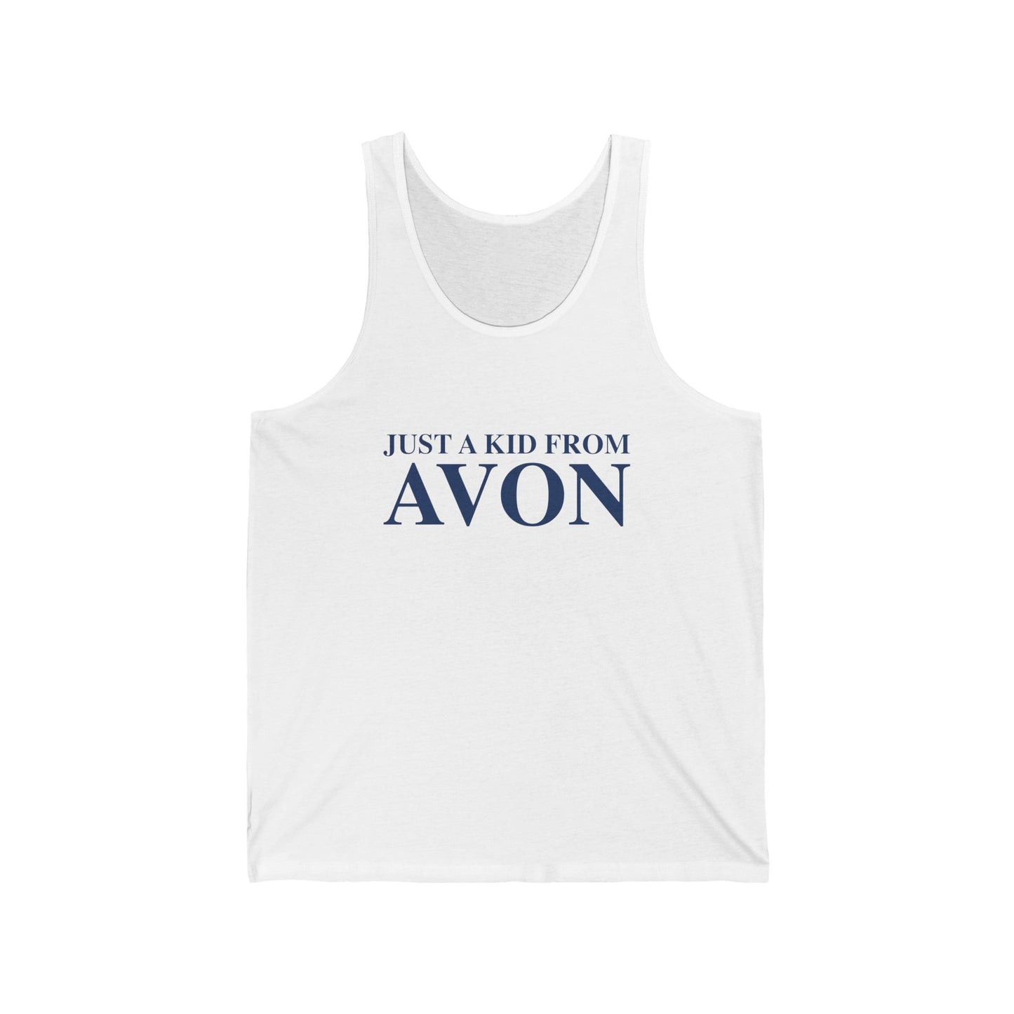 Just a kid from Avon Unisex Jersey Tank Top