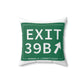 Vintage Exit 39B Merritt Parkway Sign Spun Polyester Square Pillow