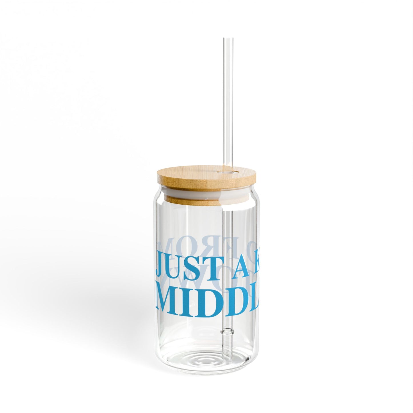 Just a kid from Middletown Glass Can with Straw and Lid, 16oz