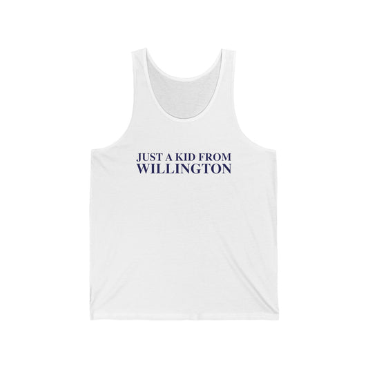 Just a kid from Willington Unisex Jersey Tank Top
