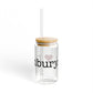 I Heart Danbury. Glass Can with Straw and Lid, 16oz
